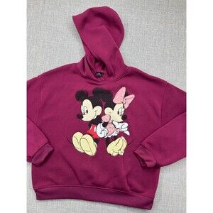 Disney Mickey Mouse Hoodie Youth Large Cardinal Red 23" x 24" Minnie Mouse Hood